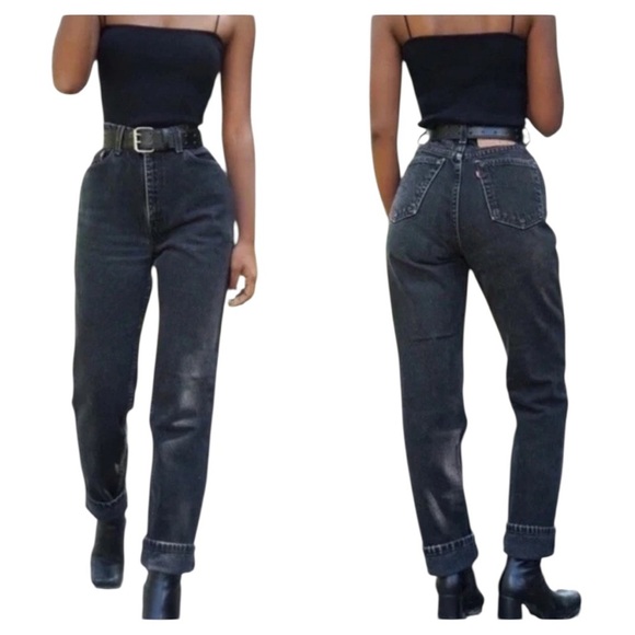VTG Levi’s 550 Better Stay Together Relaxed Orange Label Black Denim SZ 34 - Picture 1 of 12